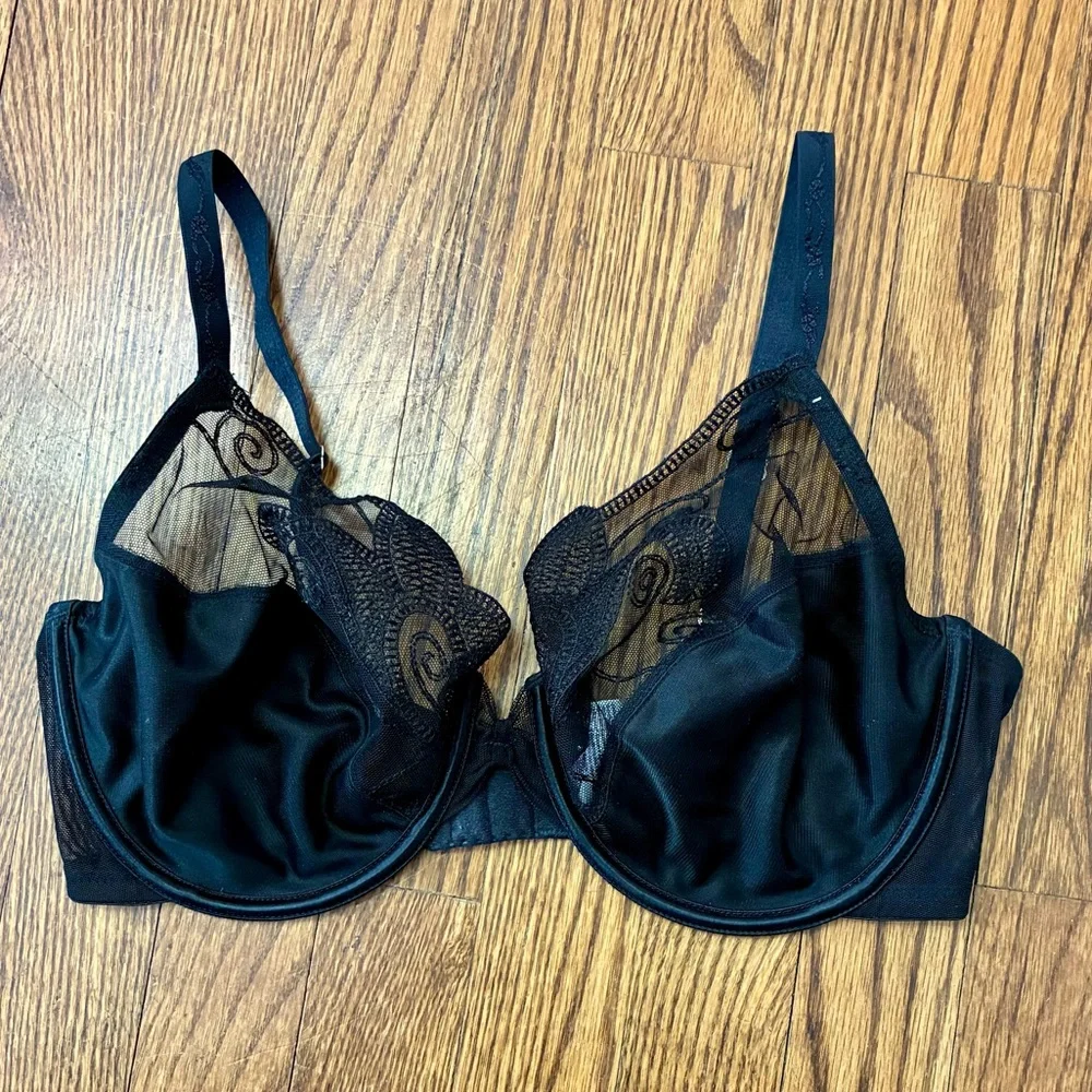 Wacoal Black unlined Lace trim Bra size 36D - Picture 1 of 4
